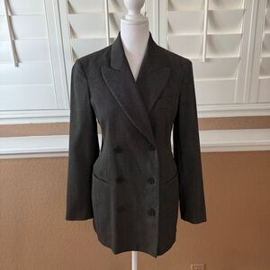 Vintage 1990s Women’s Donna Karan Italian Double Breasted Wool Blazer Sz 2